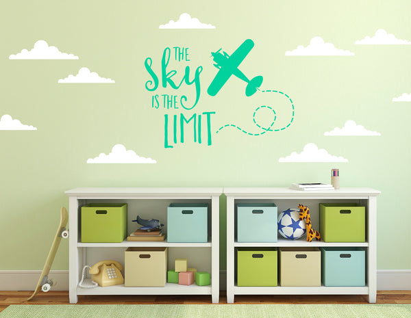 The Sky Is The Limit – Bedroom Aeroplane Quote Wall Sticker