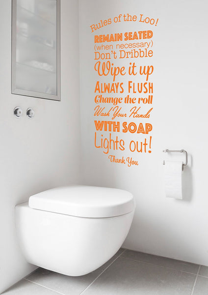 Rules of the Loo Decal Toilet Rules - Bathroom Lavatory Quote Wall Sticker