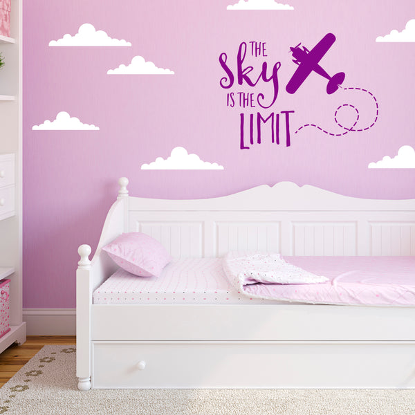 The Sky Is The Limit – Bedroom Aeroplane Quote Wall Sticker