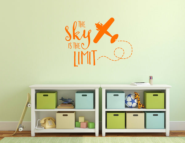 The Sky Is The Limit – Bedroom Aeroplane Quote Wall Sticker