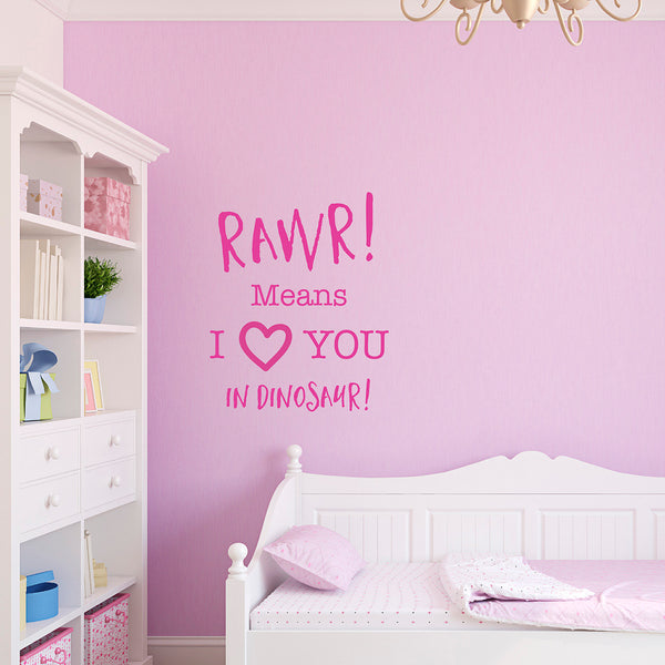 Rawr! Means I Love You In Dinosaur Quote Wall Sticker