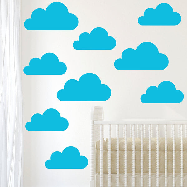 Set of 9 Large Cloud Wall Stickers